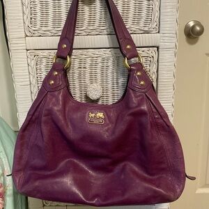 Coach, Madison, Maggie, vintage purple purse, leather, beautiful condition